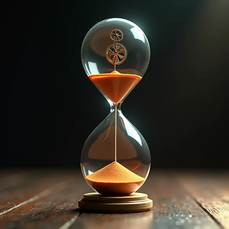 intricate hourglass inside a capsule, inside a film take shot, detailed realistic interior, photorealistic, 8k, cinematic lighting, warm color tones, dramatic chiaroscuro lighting, highly detailed, sharp focus, 3d rendering, hyperrealistic, studio lighting, physically based rendering