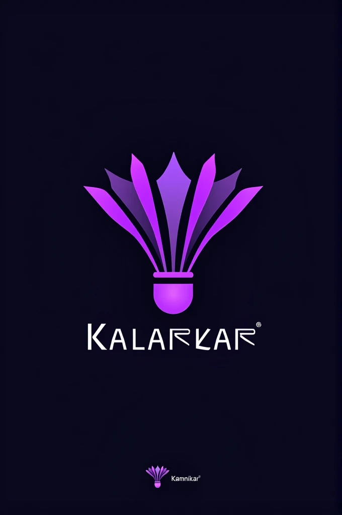 Badminton logo with the name TEAM KALARKAR with the color of black and purple