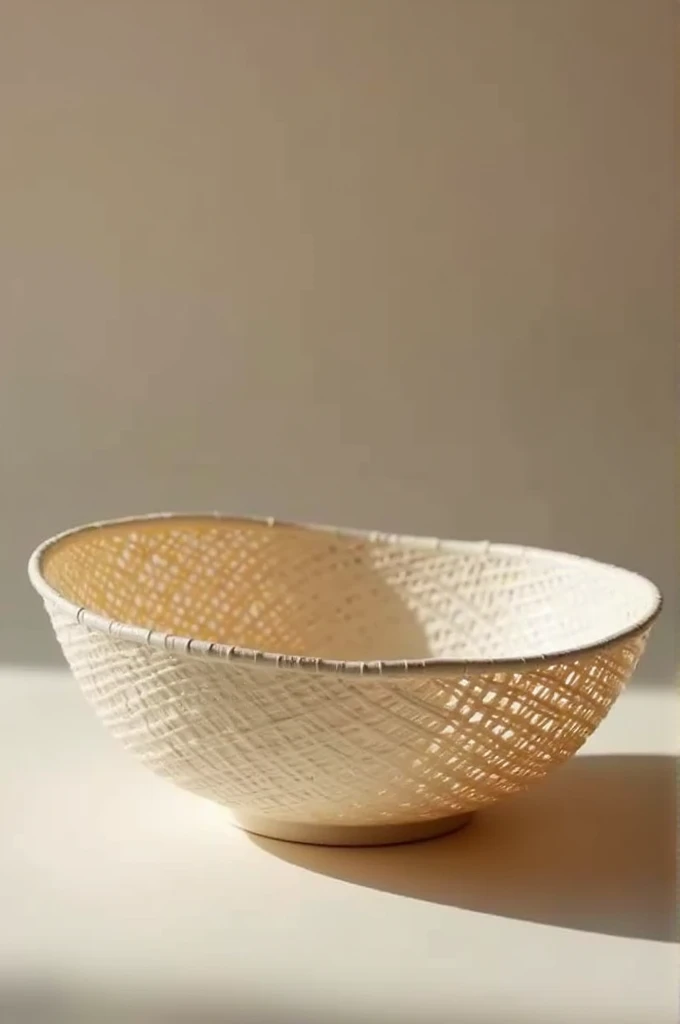 Plastic rice bowl with coconut fiber pattern