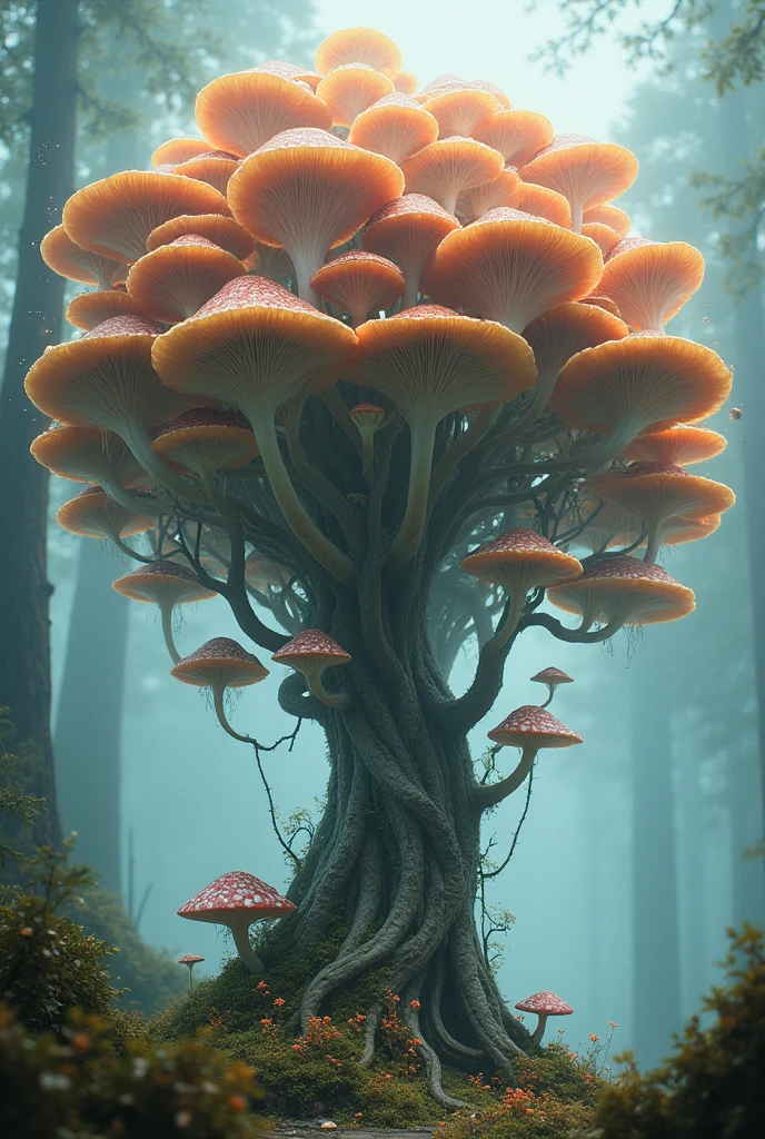 tree of life in the form of mushrooms