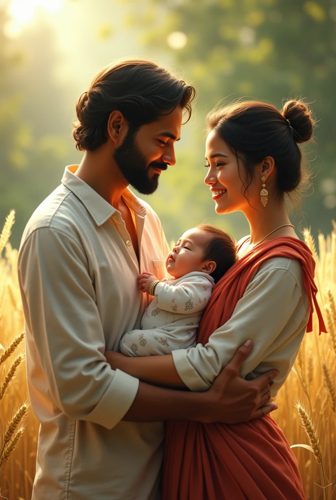 Indian wheat colour man and thai women having a babe kid