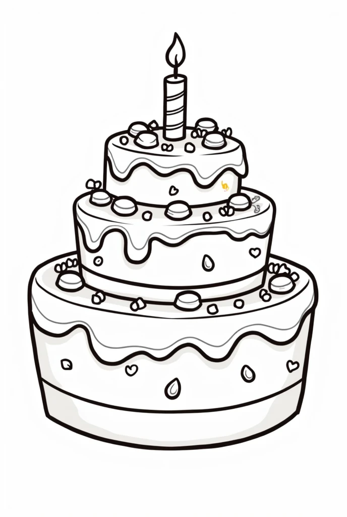 I need a cute cake for children's colouring book  i need outline only as i said it's for coloring book for children just a simple cute cake