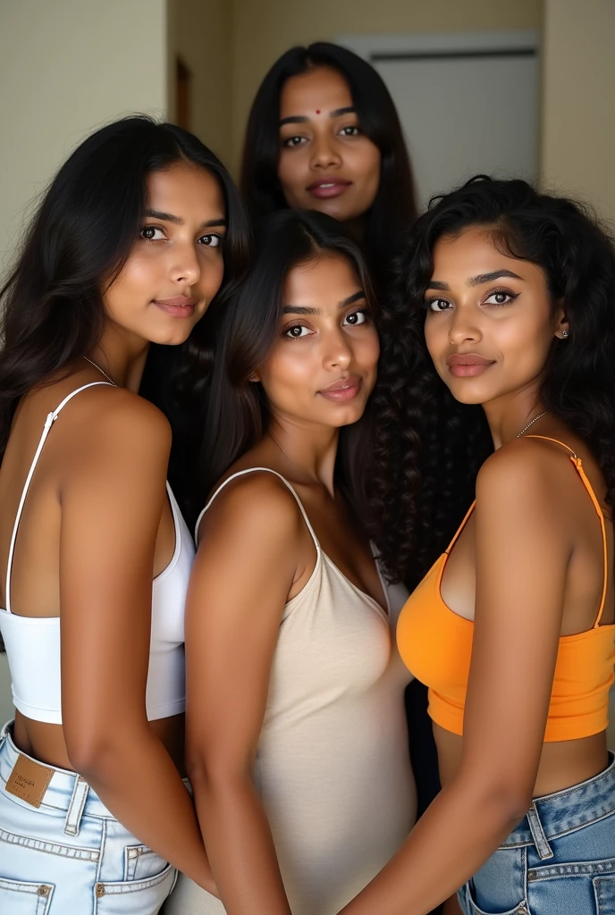5womans 20 years indian pale white big boobs busty group photo,all girls are in front