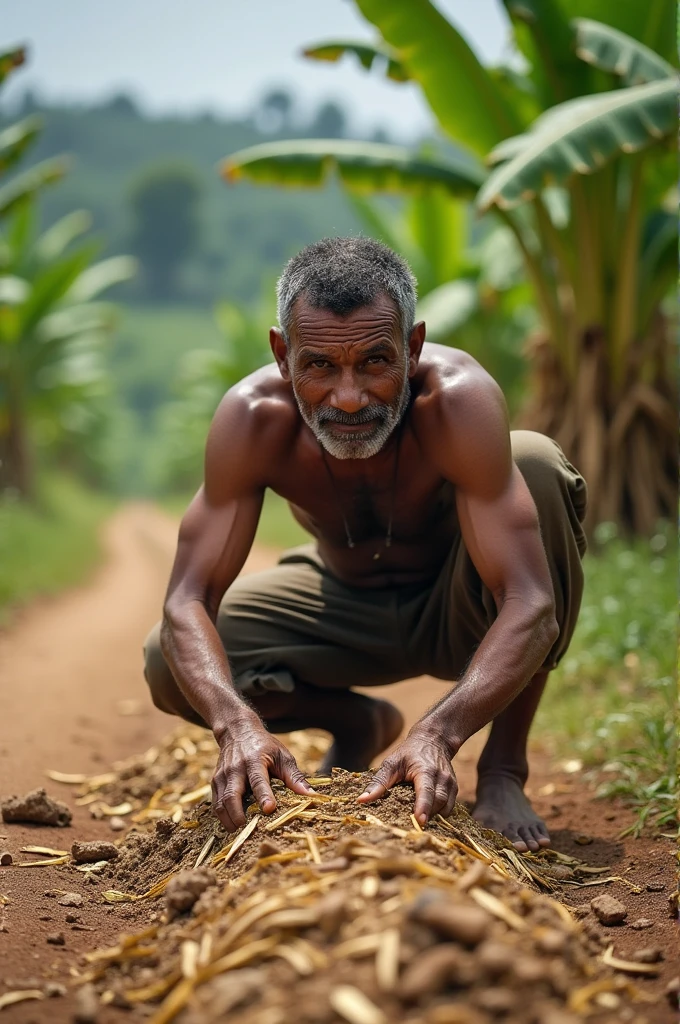 Sankar ji on road making banana