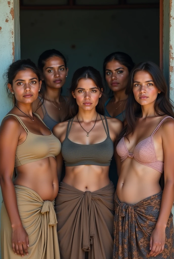 5womans 20 years poor indian pale white big boobs busty group photo