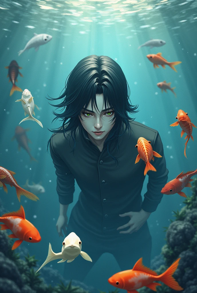 Giyu Tomioka in a fish tank