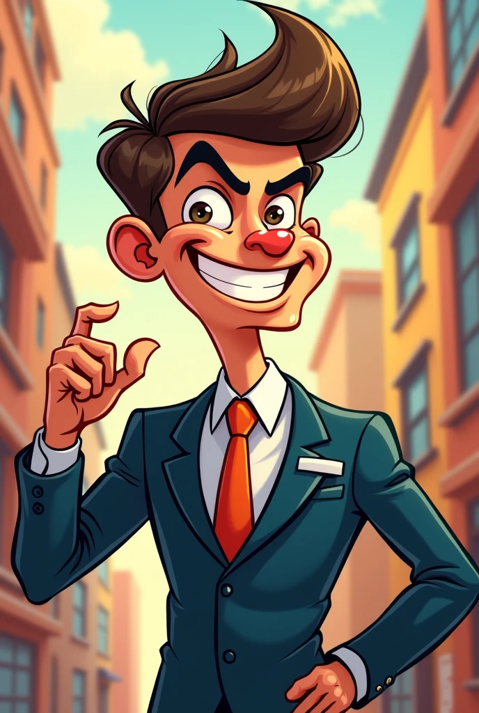 Funny male cartoon in suit