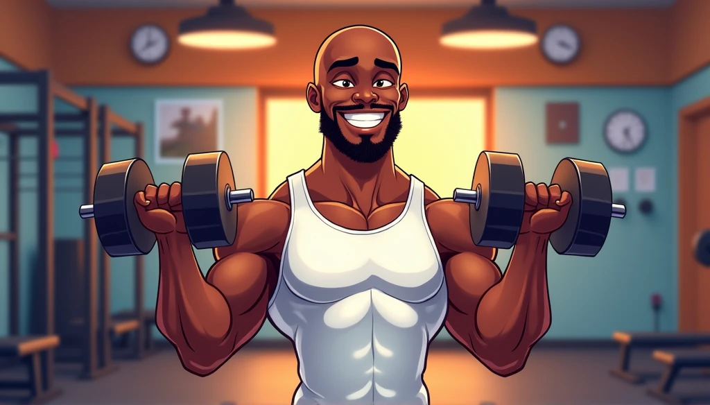(logo coach Lucio) pixar style cartoon logo promoting logo Coach Lucio an 1 bald black man confident smile, white tank top, holding dumbbells, gym background , evoking a sense of energy, strength, and motivation, physique
uma academia com barra e banco, academia local, academia suja, Academia suja e escura, Antecedentes da academia, na Academia, cottagecore!! corpo fitness, foto tirada em 2 0 2 0, trabalhando fora, foto tirada de longe, anel, Transformação intermediária, por Petr Brandl, academia, estilo anime!!!