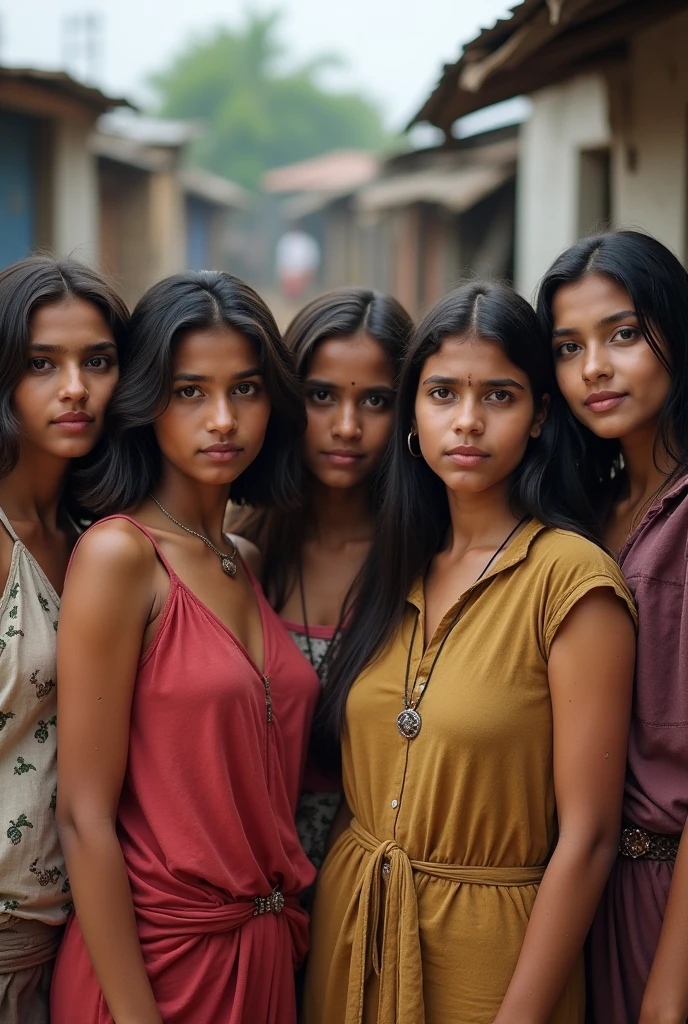 5womans 20 years poor indian pale white big boobs busty fat group photo