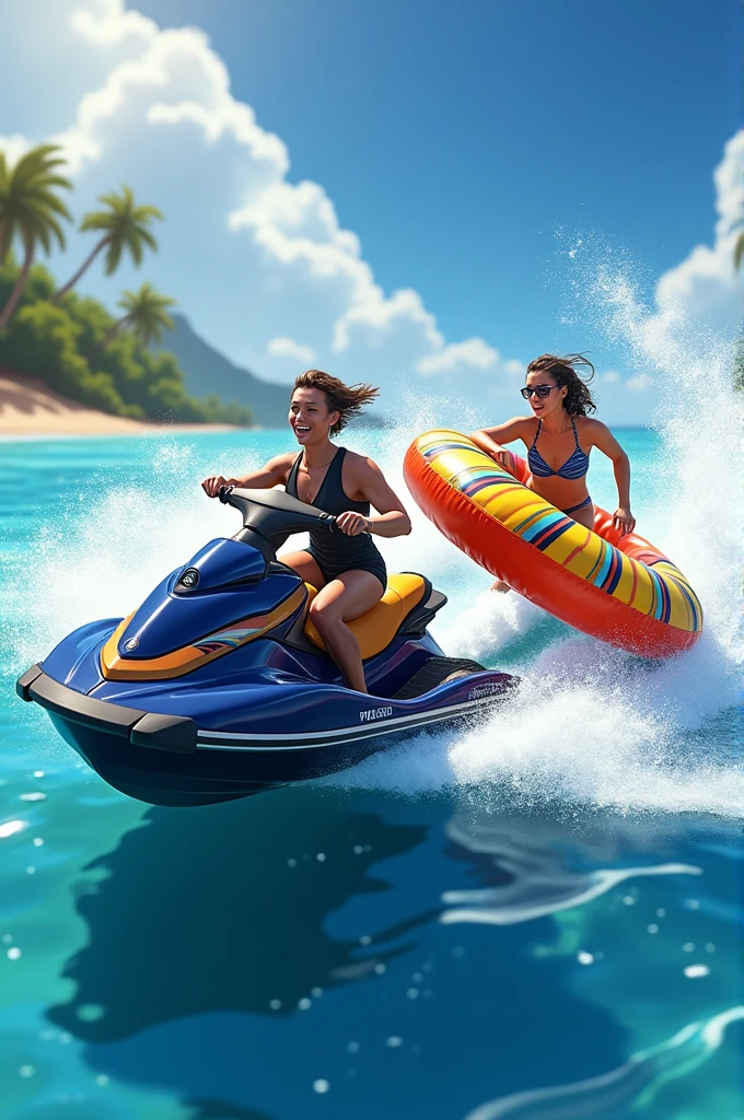 Drawing art of jetski riding and funtube