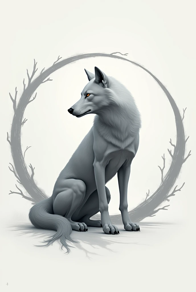 Draw a wolf with a pure circle 