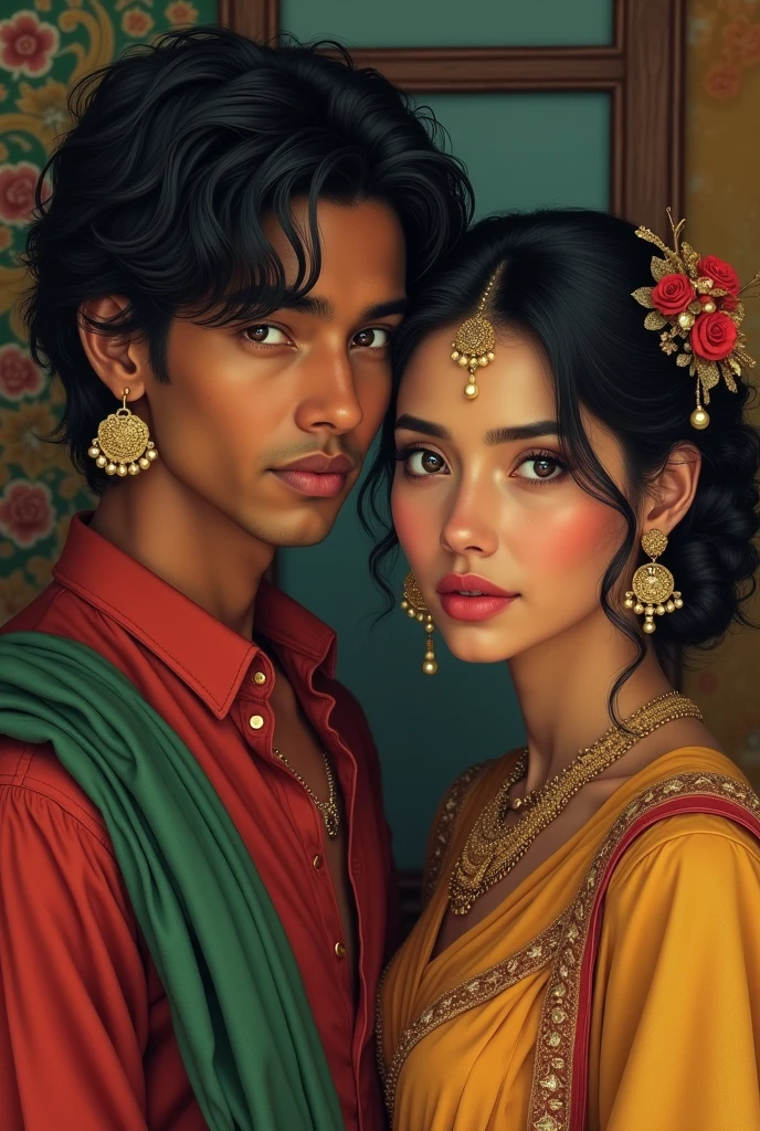 Indian wheat colour man age 2 man  clean shave  and thai women age 40 year old age 