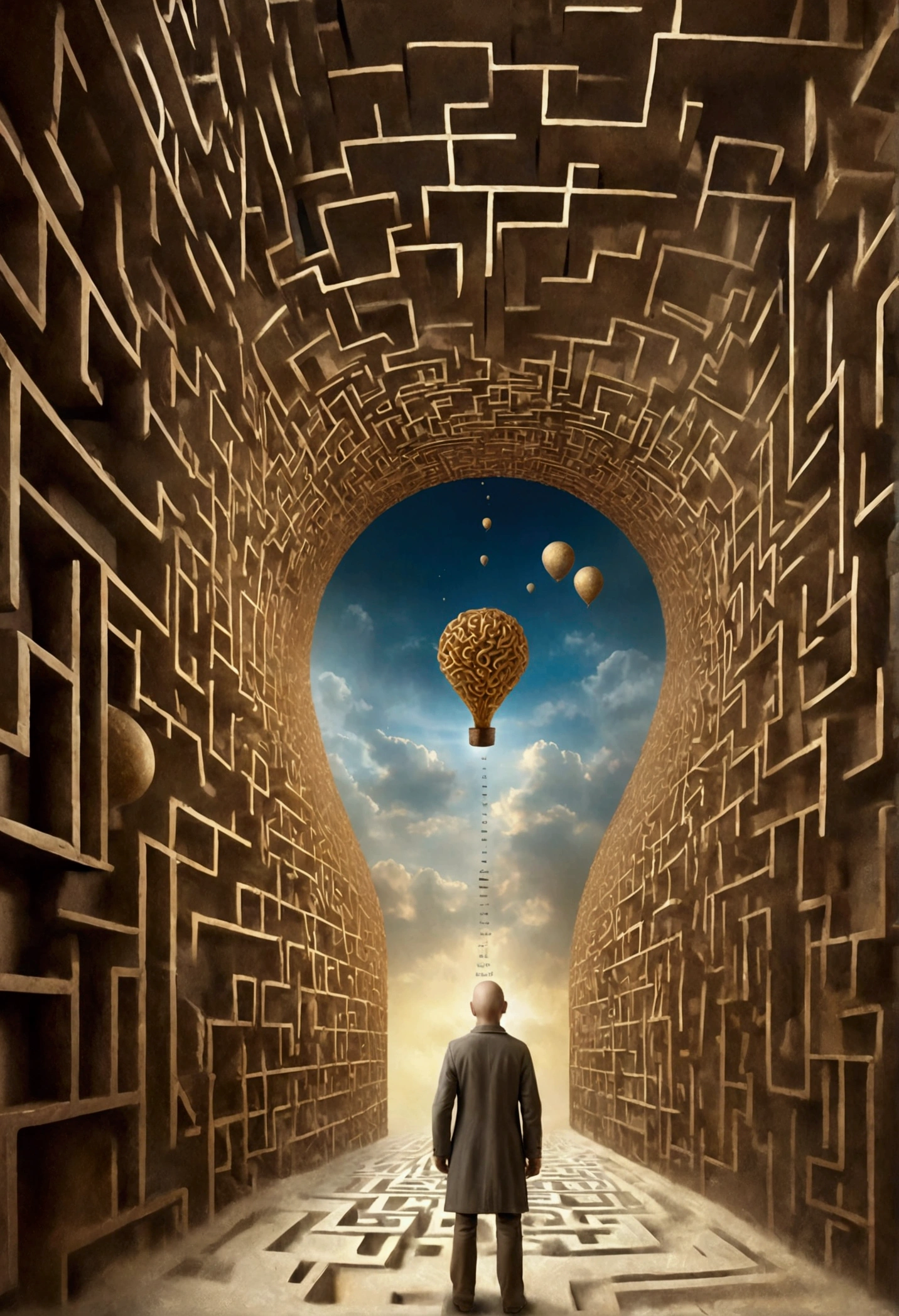 A lost man in a mind maze, The art of math inspired by Igor Morski, ZBrush Center Competition Winners, The art of math, Entering the mind maze, They go deep into his heart., Trapped in my consciousness, his mind contemplating eternity, A Picture of the Human Mind, who can open the mind, Mind-driven, labyrinthine