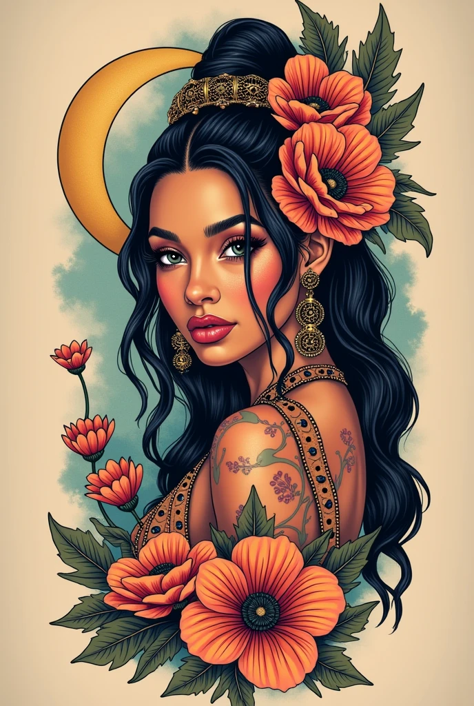 Give me an idea for a tattoo about Kali Uchis That has references to her and each of her albums