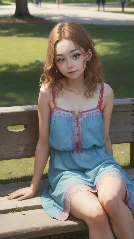beautiful girl in a summer dress, 5 years, in the park