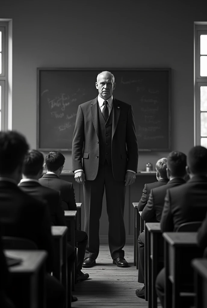 Teachers role in traditional education in black and white