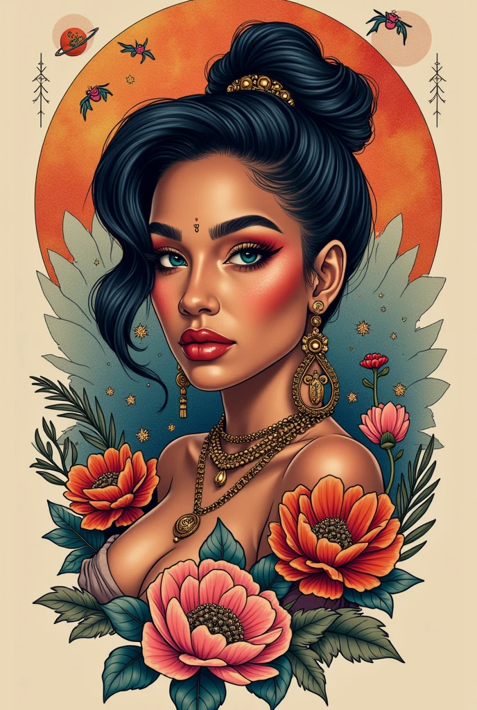 Give me an idea for a tattoo about Kali Uchis the singer and that has references to her and each of her albums