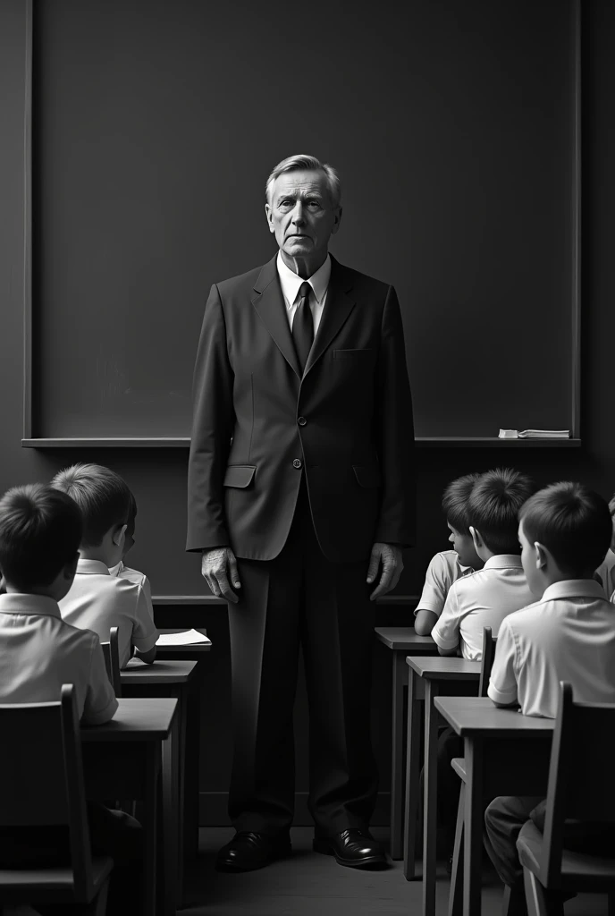 Teachers role in traditional education in black and white