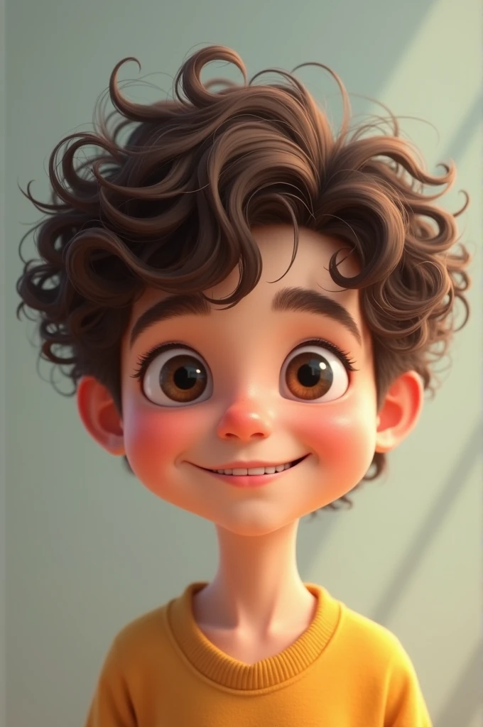 A handsome boy with curly hair