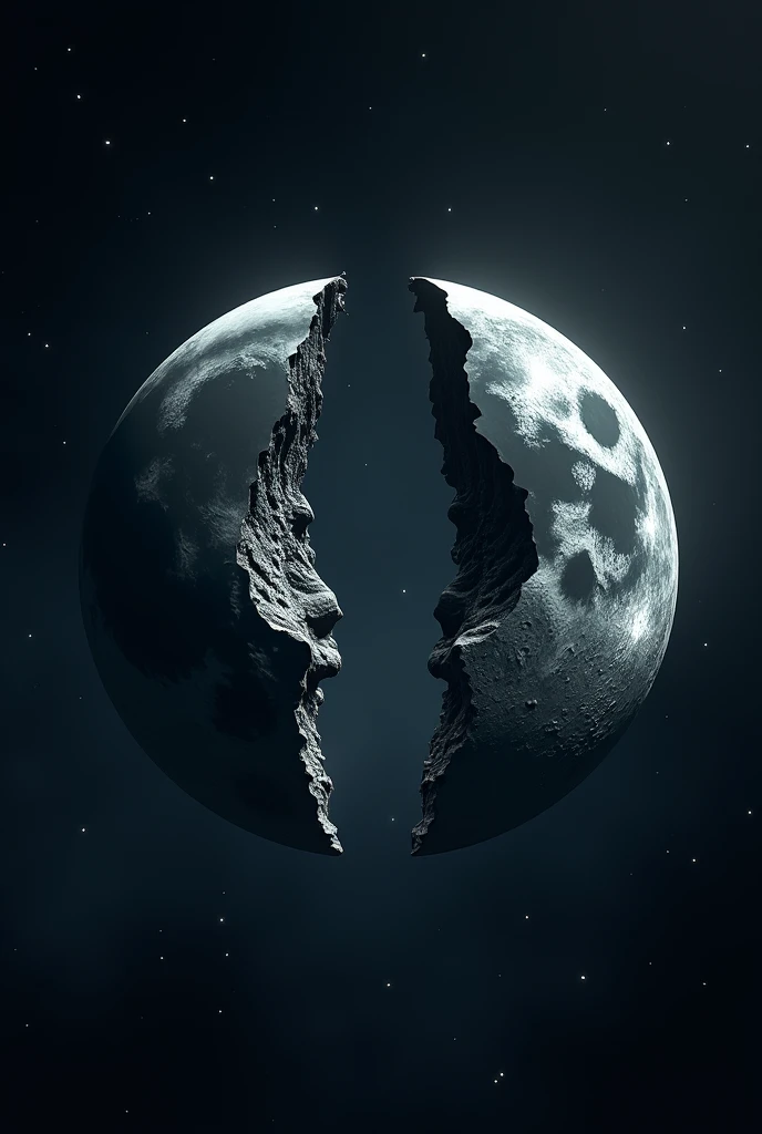 Moon split in half