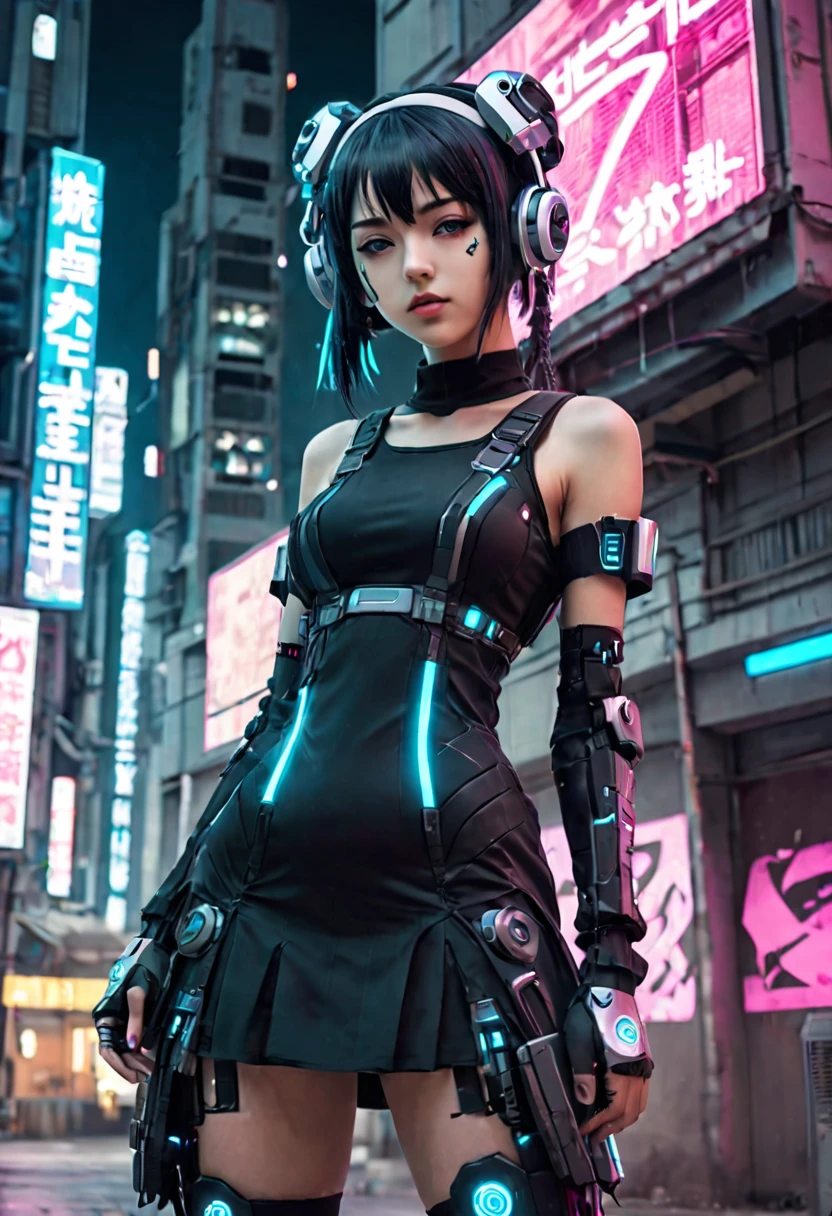 anime girl (cute) in a dress and headband standing in front of a building, digital cyberpunk anime art, digital cyberpunk - anime art, anime cyberpunk art, cyberpunk anime girl, cyberpunk anime girl mech, anime style 4 k, best anime 4k konachan wallpaper, cyber school girl, cyberpunk anime art, portrait anime space cadet girl, anime girl of the future, dreamy cyberpunk girl