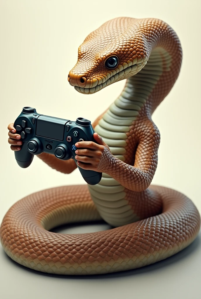Make a python snake with gaming controller in his hand