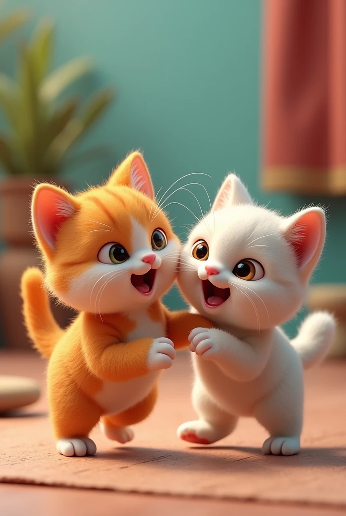 2 cute and funny male cats 3d