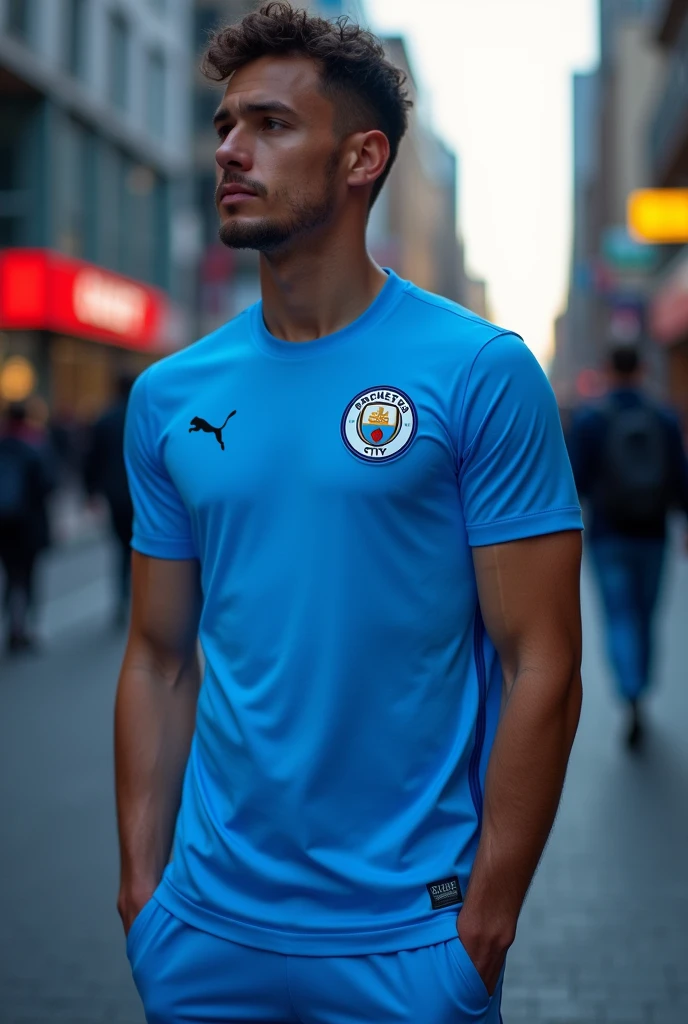 a puma blue t shirt,manchester city