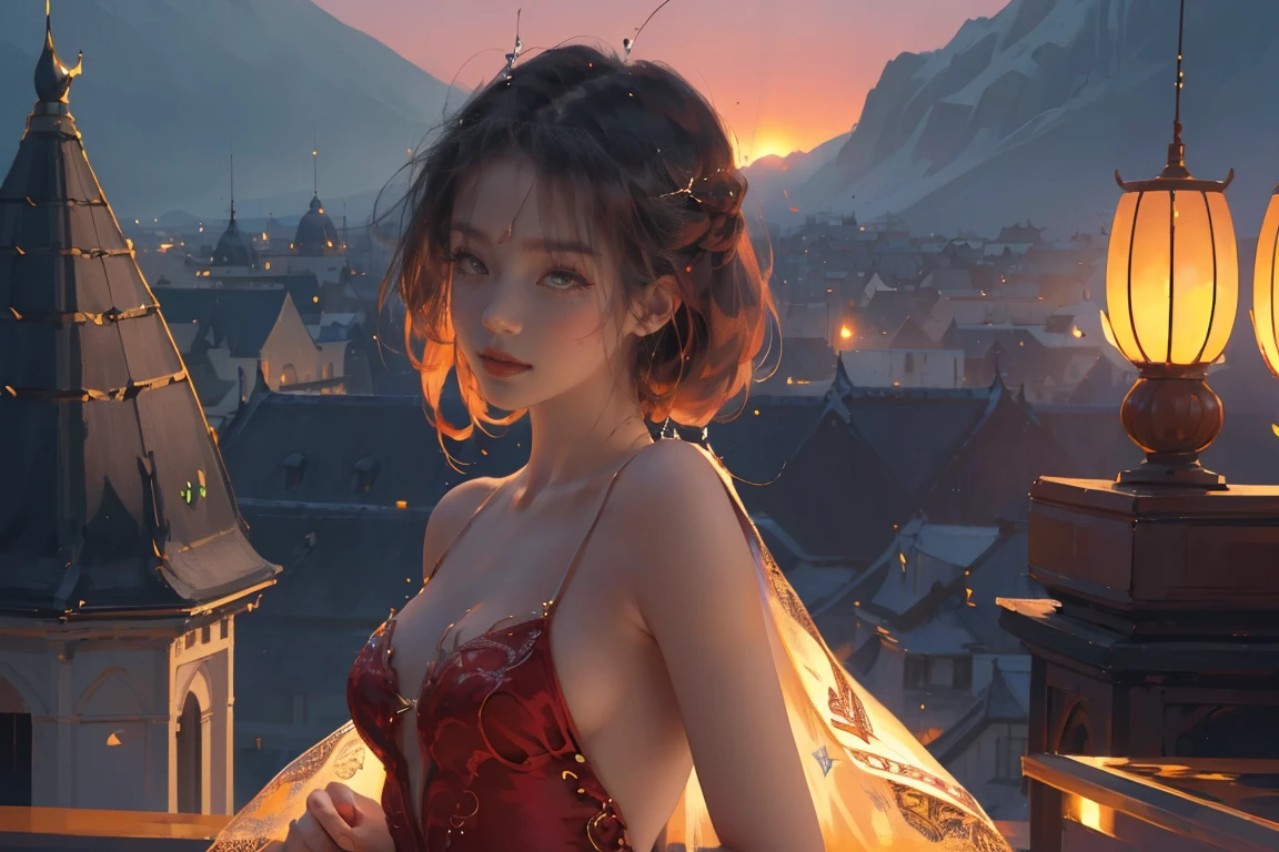 (practical, Photorealistic:1.37), (masterpiece, Highest quality:1.2), (Ultra-high resolution:1.2), (Original photo:1.2), (Clear focus:1.3), (Face Focus:1.2), (Highly detailed CG Unity 8k wallpaper:1.2), (Beautiful Skin: 1.2), (Pale skin:1.3), (Super sharp focus: 1.5), (Super sharp focus:1.5), (Beautiful and clean face:1.3), (非常にDetailed Background, Detailed Background:1.3), Bokeh, Depth of written boundary, rest, Image of a Very Cute and Beautiful Japanese Woman, , business suit, (2:1.1), smileの少女の肖像画, Full body image, from the front, Symmetrical Configuration, (Studio Lighting:1.3), (Cinema Lighting:1.3), (Rear window lighting is backlit:1.3), (surface light:1.3), Light Enveloping Her Entire Body, Looking straight at you, Persistence, Sexy model posing, rest, (Chestnut Half-Hair:1.2), Light green eyes, Beautiful Eyes, Princess Eyes, Mahogany Hair, A single hair, bangs, slim, Abdominal muscles, (Huge breasts;1.35), (Willow West:1.15), (Details of a beautiful girl:1.4), (Elegant and gorgeous deep red lace silk red wedding dress:1.3), (BaliOcean view背景:1.2), (smile, happiness:1.3), ((Perfect female body)), (Upper body image:1.3), Encircling the head, Perfect Dramatic, Volumetric lighting, Professional majestic oil painting, Glowing Skin, CT Anatomy, Perfect Proportions, 8.Five Really Small, Face Focus, Ultra practical Photo, Extremely clear images, Ultra-high definition images, Bali, Ocean view, nature, External, ((walking beach:1.2,evening,Sunset,夜空にたくさんのstarが美しく輝いている, 長時間露光されたstar空に、Many circular orbits are visible in the image.,無数のstarが輝き、Shining with a fantastic light. star々is bright and vivid)),