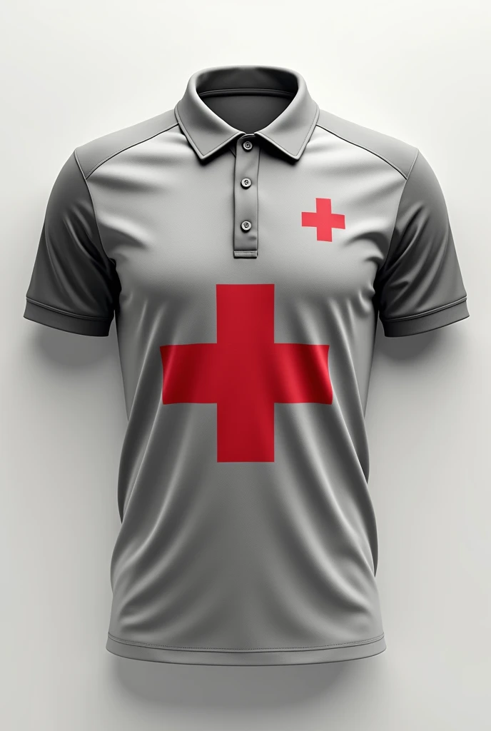 Red cross polo shirt layout idea