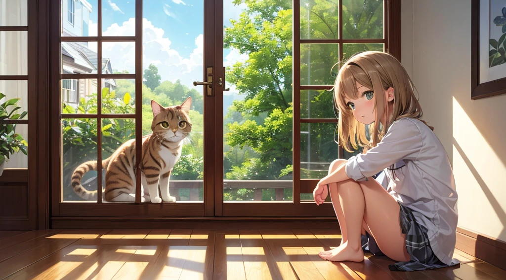 A brown tabby cat sitting on a window sill looking outside2There are some, 🍃 cute, In early summer, Lo-fi portrait by the window, Lofi Art, 🍃 cute, Sylvain Sarail, by Kun Can, Jan J, cute detailed artwork, By Atey Gairan, Kuvisiato, Atei Gailan Style