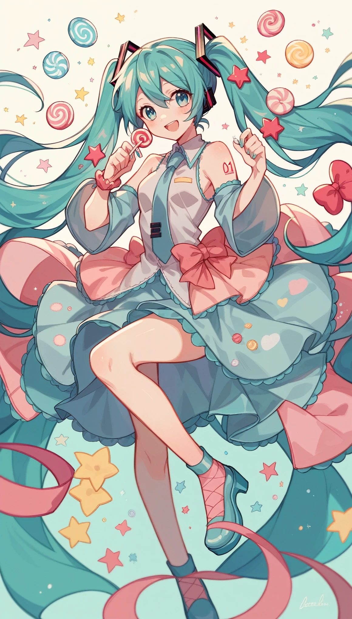 Hatsune Miku, Candy Dream, colorful world, Lovely, Pastel, like, Sing🎤, enjoy, best quality, masterpiece