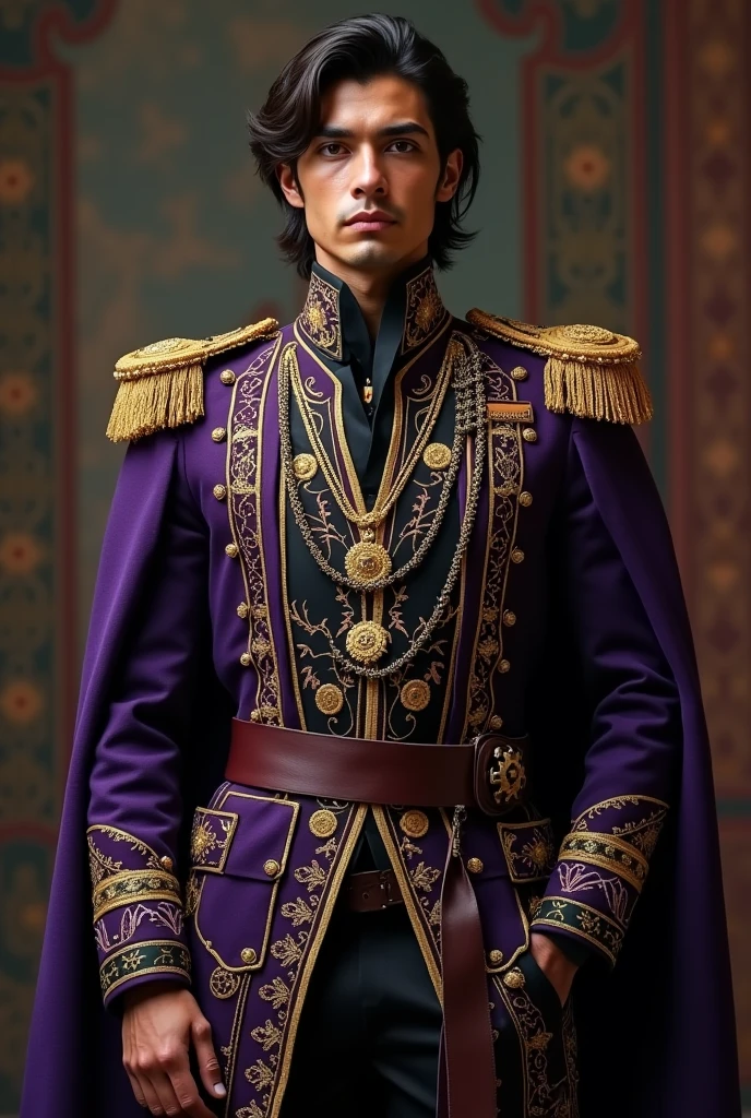 Make me the Roma uniform with the colors purple, black and gold