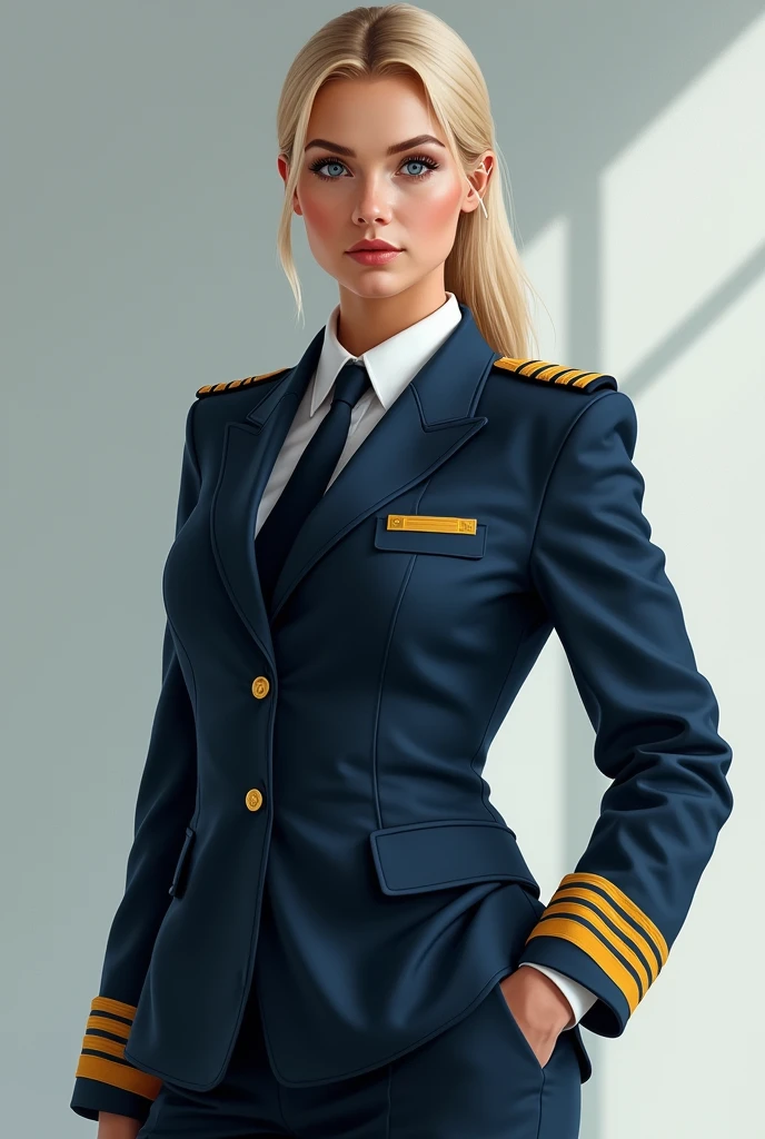 Norwegian woman with airline pilot uniform 