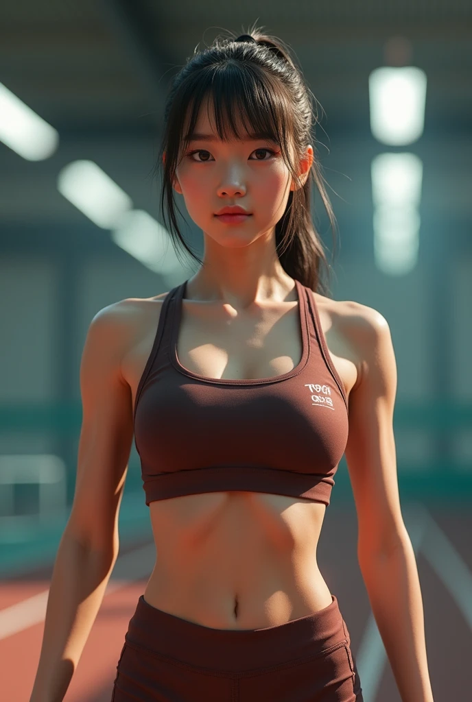 Track and field club、high school girl、、Japanese,cute、Track and field clubユニフォーム、Sweating、Uniforms that expose a lot of skin、(((Muscular body)))、(((Muscular body)))、(((Macho)))、((Muscular))、(((Six-pack)))、My abs are split into 6、Six Pack、Muscle、(best quality,4K,8k,highres,masterpiece:1.2),ultra-detailed,(realistic,photorealistic,photo-realistic:1.37),HDR,uhd,studio lighting,ultra-fine painting,sharp focus,physically-based rendering,extreme detail description,professional,vivid colors,bokeh,cinematic lighting,dramatic shadow、High resolution, High-resolution model, Retina, Textured skin, Ultra high definition,