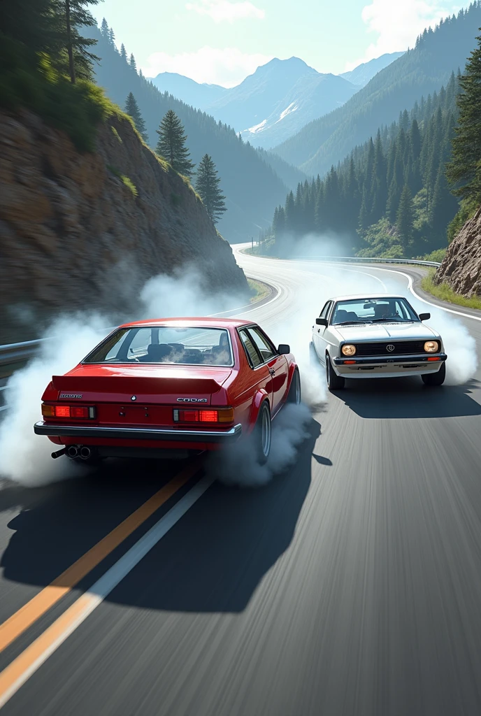 Mitsubishi Cordia drifting against Toyota corolla ke
