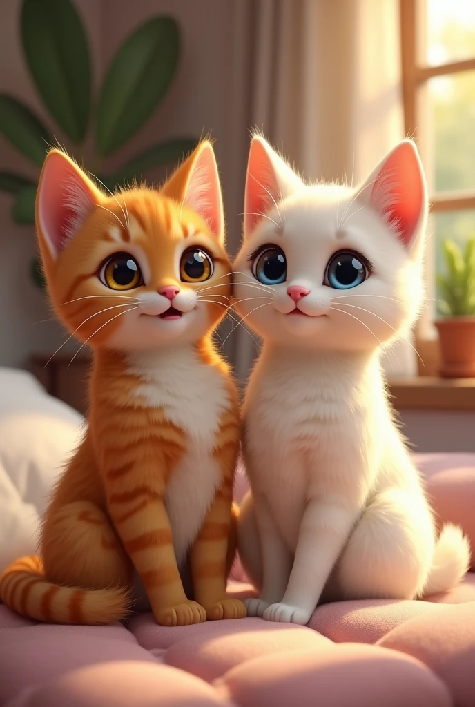 2 cute male cats with big round eyes
