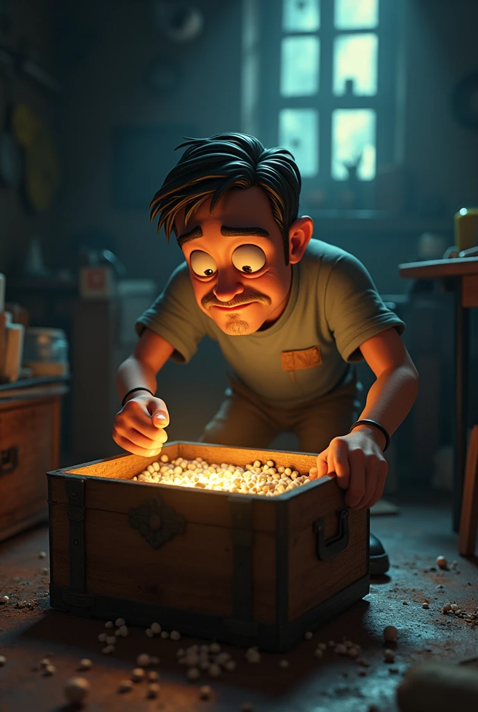 Man search drugs in box ai 3d cartoon type realistic image