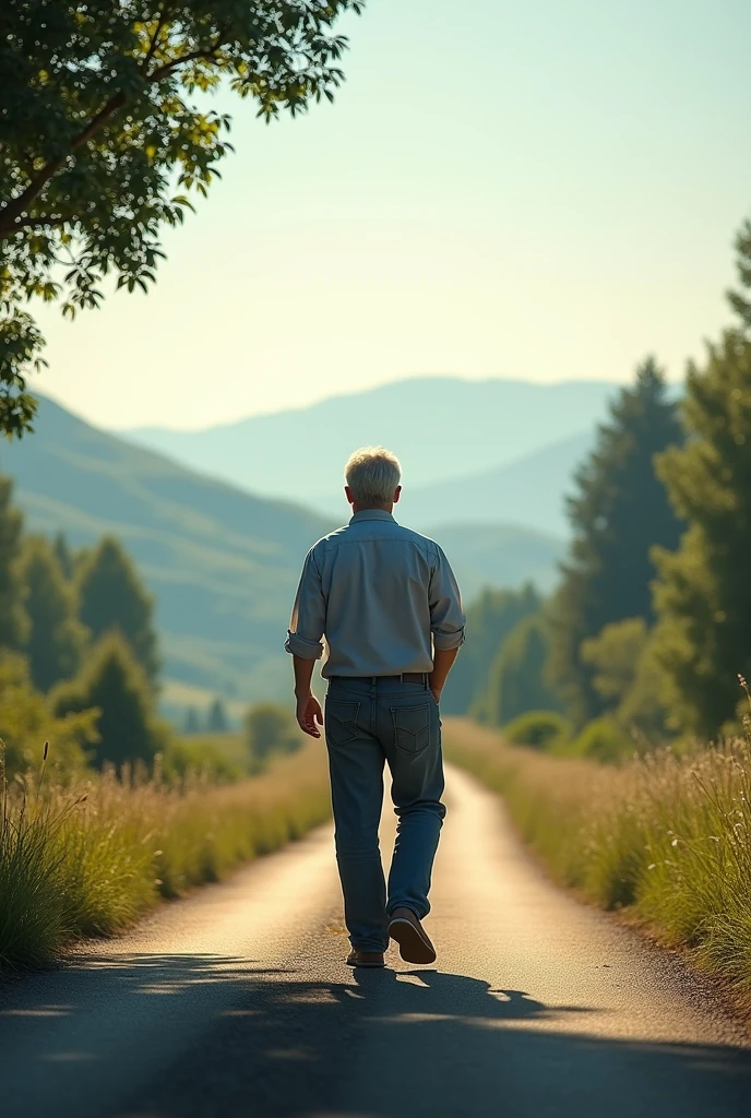A man walking in road



