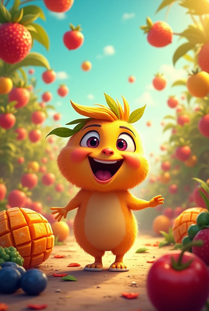 **Prompt:**
"Create a vibrant and playful song about fruits that can be paired with images and pictures. The song should celebrate the colorful variety of fruits, highlighting their flavors, textures, and benefits. Incorporate cheerful lyrics that describe different fruits, their unique characteristics, and how they can be enjoyed. The melody should be catchy and upbeat, making it perfect for a visual presentation featuring fruit imagery."