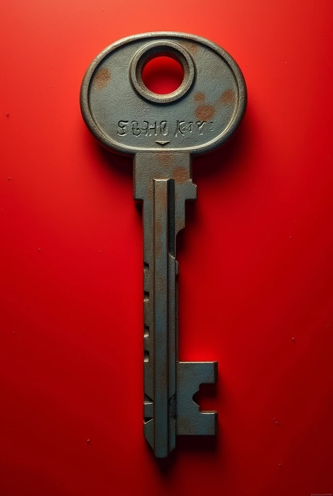Raal photo of old motorcycle key, red background