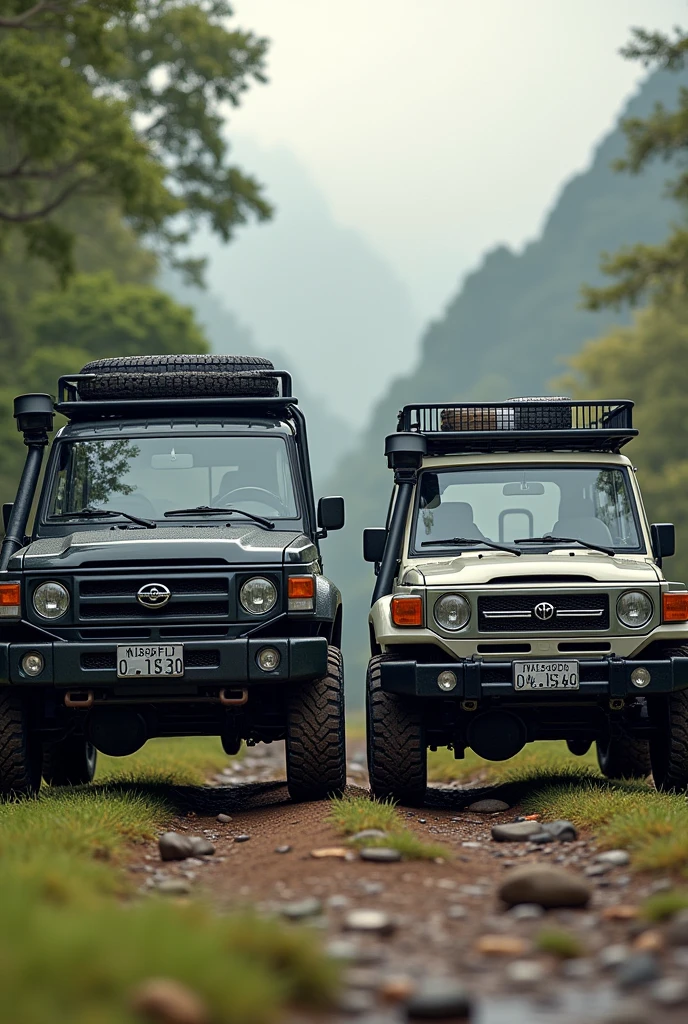 Nissan Patrol next to a Toyota Land Cruiser