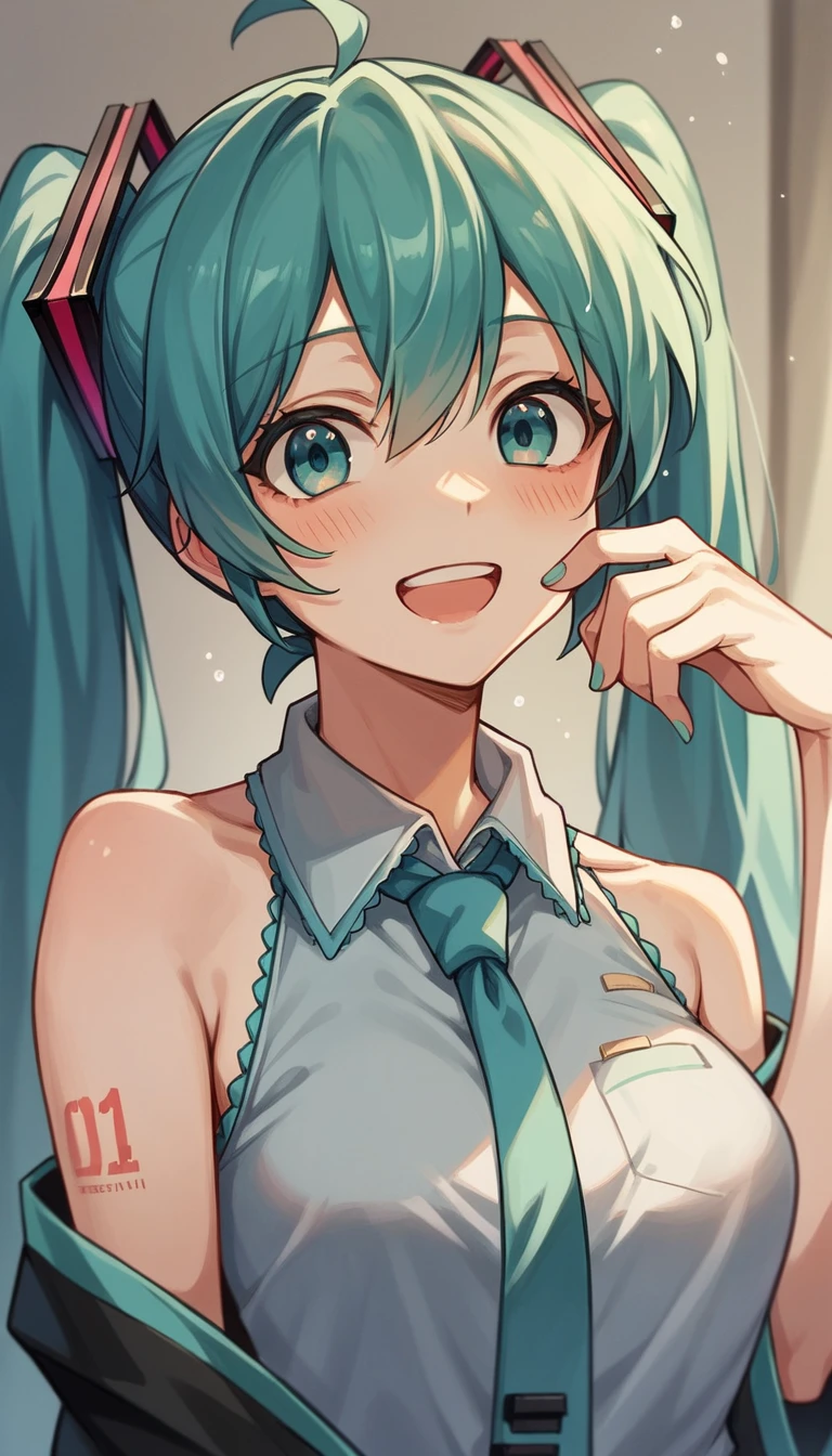 Hatsune Miku with a big smile 