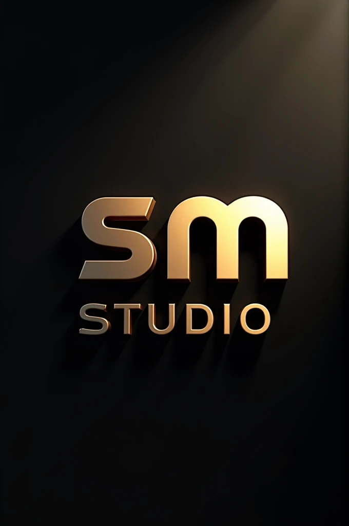 create a realistic 3d logo for a digital brand, precisely a Audio editing brand with name SM studio using gold and black colour, make it detail 8k