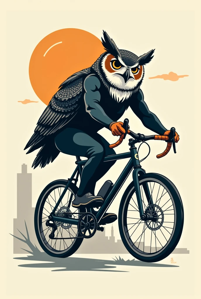 owl riding a fixed gear bike logo