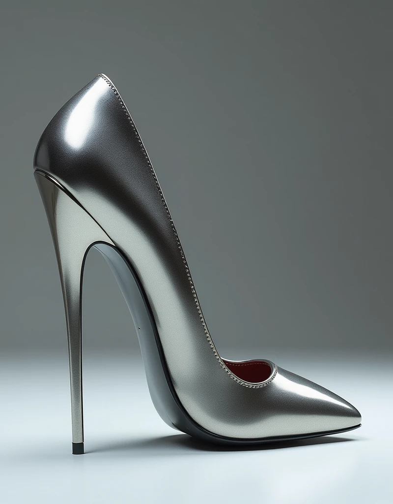 The silver, gleaming metal stiletto heel was a lethal weapon, equipped with a sharp spike for stabbing, a sharp blade for slicing, and an awl for piercing.。