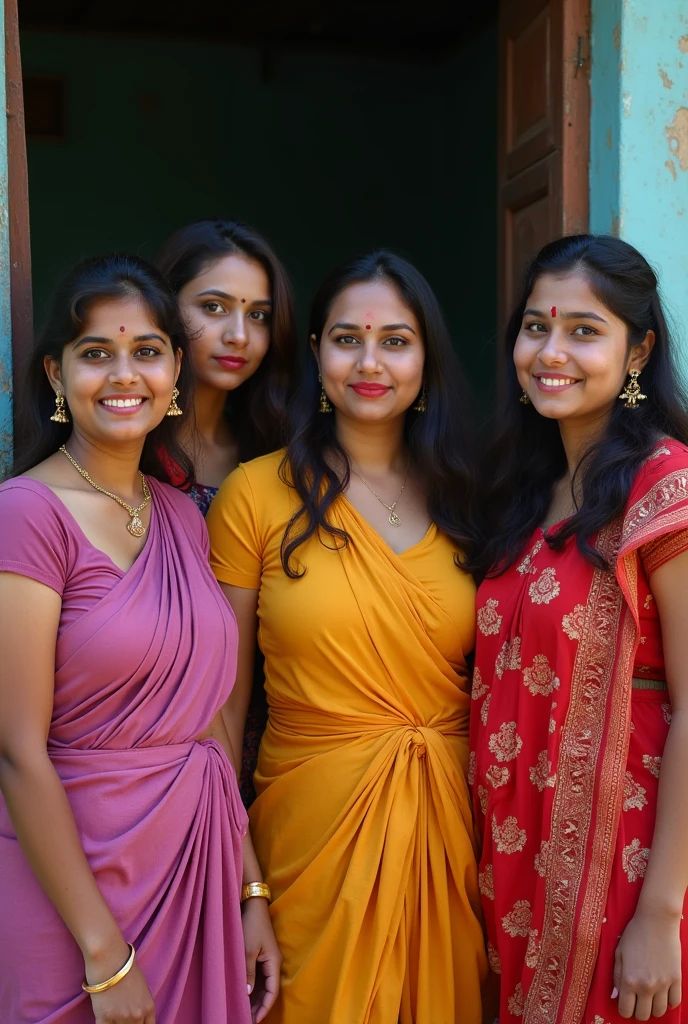 5womans 20 years poor indian pale white big busty group photo