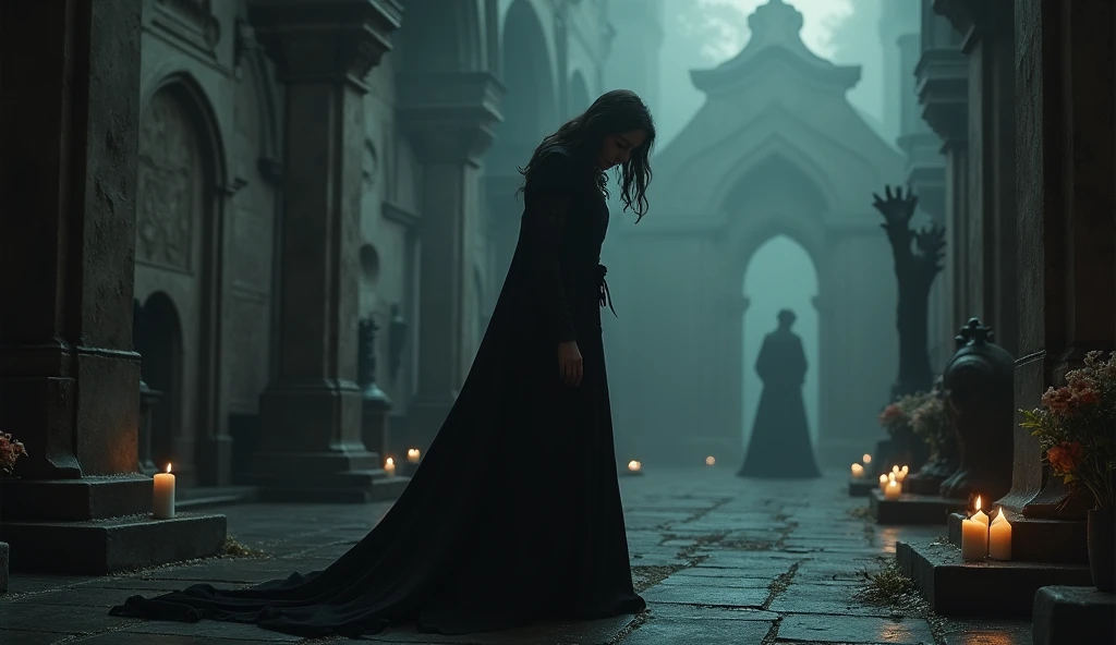 Gothic romantic, dark fantasy, funeral