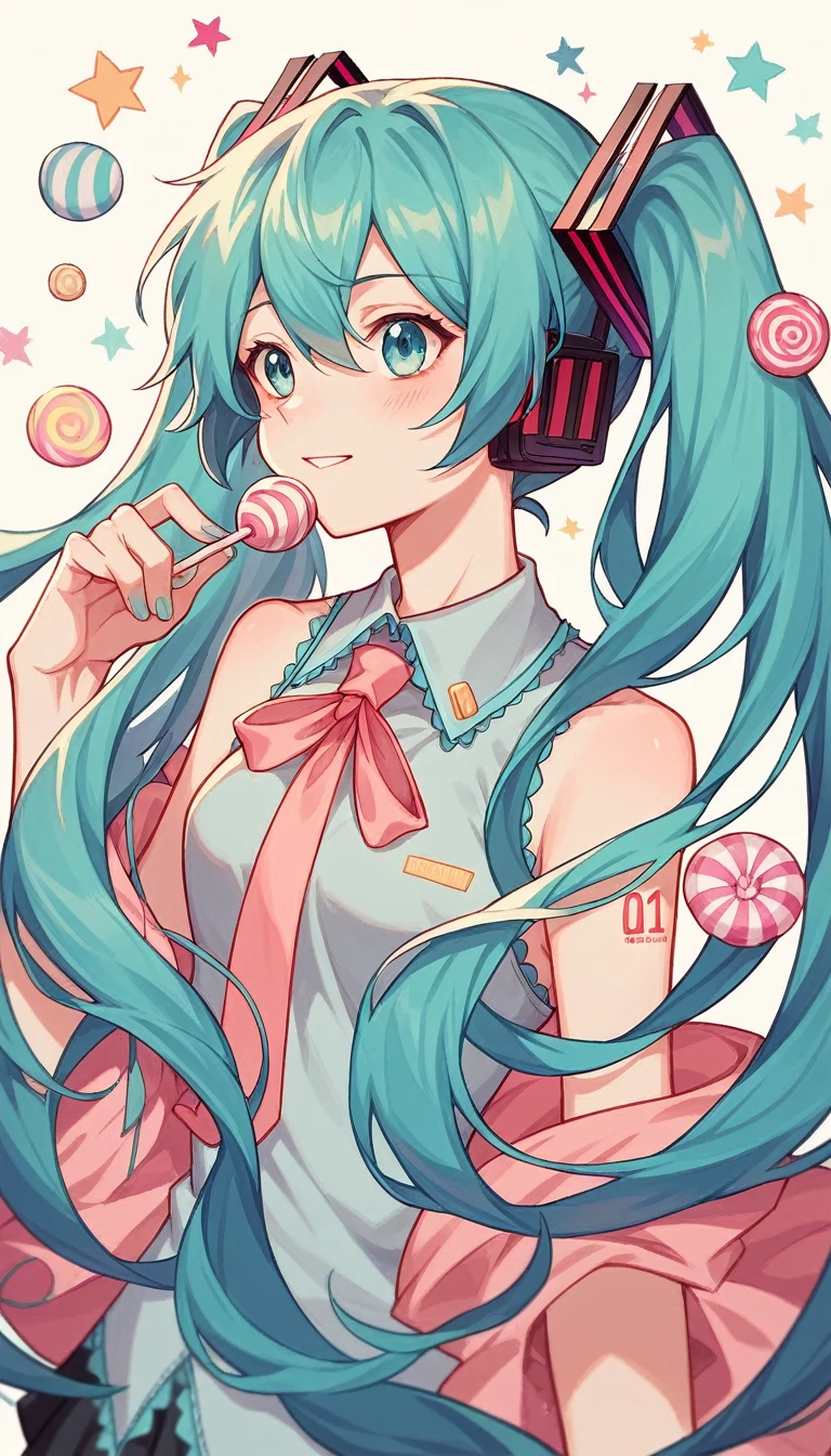 Hatsune Miku, Candy Dream, colorful world, Lovely, Pastel, like, Sing🎤, enjoy, best quality, masterpiece