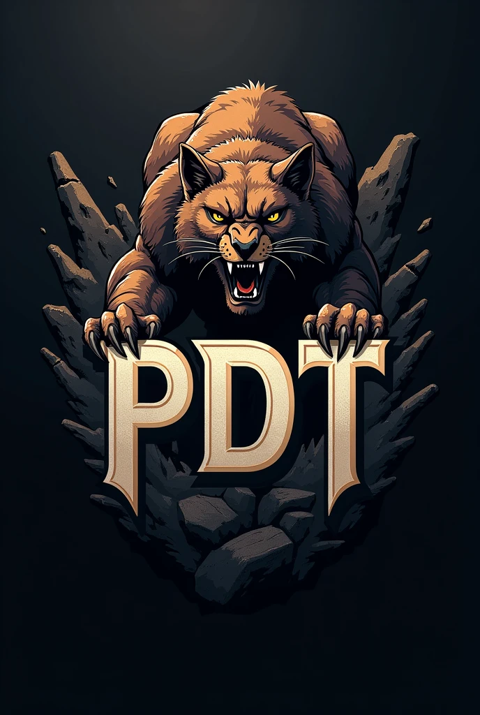 Create a Logo with PDT Name And background logo of a predator
